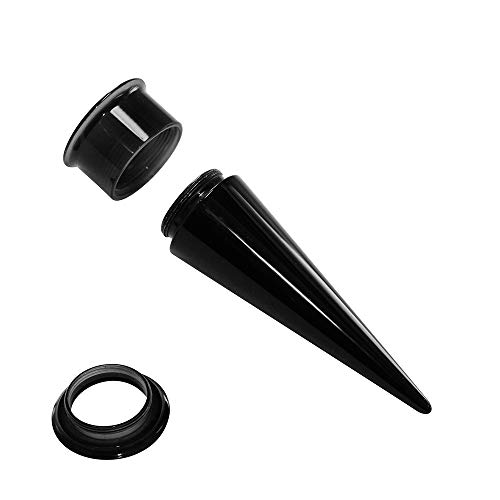 Treuheld® | 5mm Tunnel + Dehnstab 2 in 1 Set | Schwarz | Acryl/Kunststoff | Dehner für Flesh...