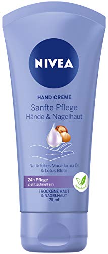 NIVEA Sanfte Pflege Hand Creme (75 ml), reichhaltige Hautcreme mit Macadamia-Öl und Lotus Blüte,...