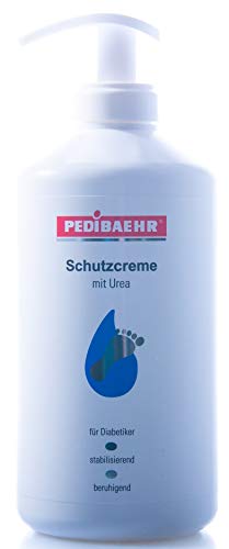 PediBaehr Schutzcreme Fußcreme für Diabetiker mit Urea und Hyaluron, 500ml Pumpspender