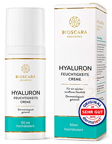 Bioscara Hyaluron Creme Gesicht 50ml hochdosiert I Anti Aging Tagescreme & Nachtcreme mit...