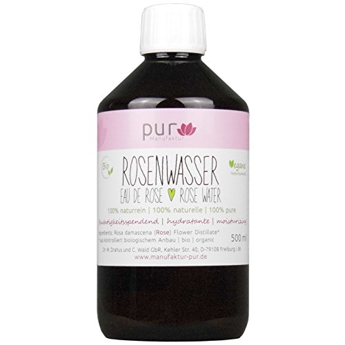 500 ml Echtes Rosenwasser Bio Organic Rose Water 100% naturreines Rosen-Hydrolat pur Manufaktur