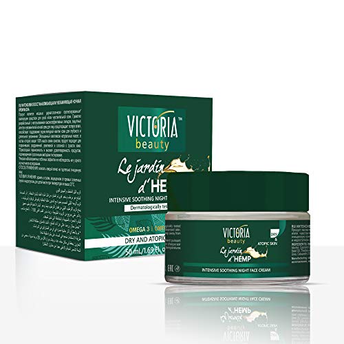 Victoria Beauty - Hanfcreme, Anti Aging Creme gegen Falten und dunkle Augenringe, Nachtcreme mit...