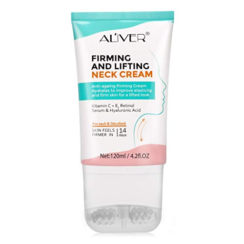 Halscreme, hals creme zur Straffung des Nackens mit 2-in-1-Rollenmassage, Anti-Falten-Creme für...
