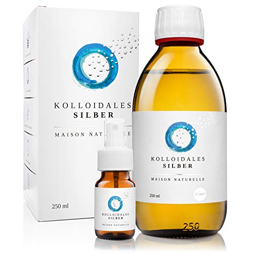 MAISON NATURELLE ® - Kolloidales Silber 40 PPM (250 ml) - Silberwasser + kostenlose 30ml...