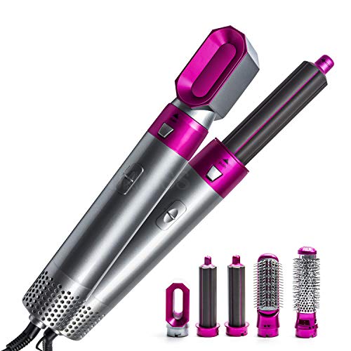 HGWZLQ 5 In 1 Multifunktionales Haartrockner Lockenwicklerbürste Warmluftbürste Rotierende Bürste...
