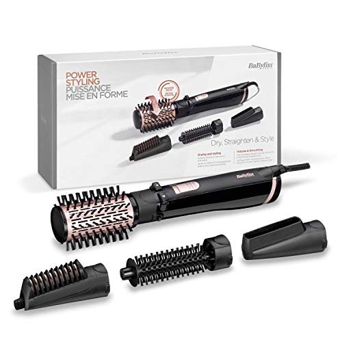 BaByliss AS200E Rotierende Warmluftbürste Set Brush & Style Ionic, 1000 Watt, 4 Aufsätze, schwarz