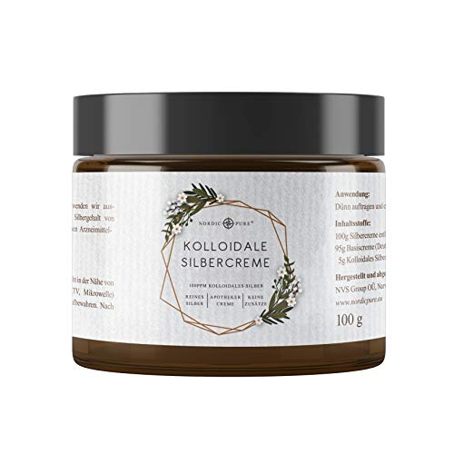 Kolloidales Silber Creme • 100g | Natürliche Silbercreme mit Silberwasser (100 ppm) | Premium...