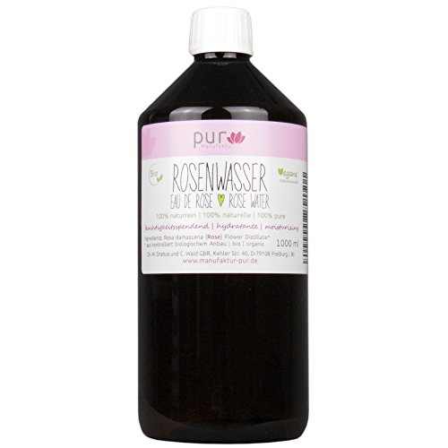 1000 ml Echtes Rosenwasser Bio Organic Rose Water 100% naturreines Rosen-Hydrolat pur Manufaktur