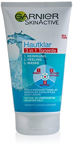Garnier Hautklar 3 in 1 Gesichtsreinigung für unreine Haut, Reinigung, Peeling und Maske, Mit...