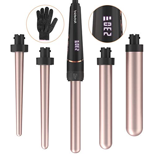 5 in 1 professioneller Lockenstab mit 5 austauschbaren Keramikfässern und 1 hitzebeständigem...