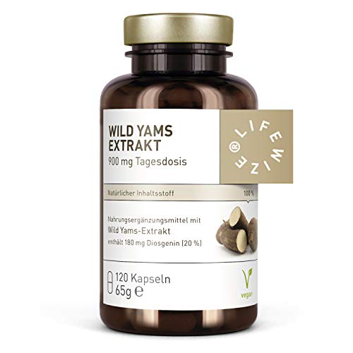 LifeWize® Wild Yams Extrakt - 20% Diosgenin - 900 mg Hochdosiert pro Tagesdosis - 120 Kapseln -...