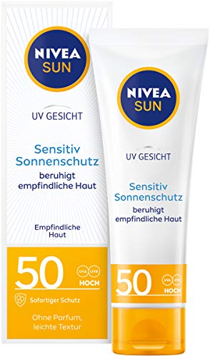 NIVEA SUN UV Gesicht Sensitiv Sonnencreme im 1er Pack (1 x 50 ml), Gesichtscreme mit LSF 50+ für...