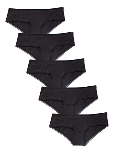 Amazon-Marke: Iris & Lilly Damen-Hipster aus Baumwolle, 5er-Pack, Schwarz (Black), S, Label: S