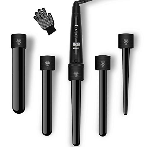 ELEHOT Lockenstab 5 in 1 LCD Keramikbeschichtung Multifunktions Austauschbare Lockenwickler Kit