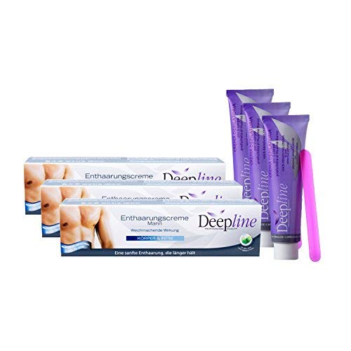 3 X Deepline Enthaarungscreme Mann | Einfache Haarentfernung Brust/Intimbereich/Beine/Arme/Achseln...