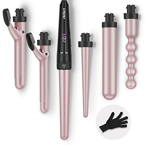 Lockenstab 6 in 1 Set LCD Keramikbeschichtung Multifunktions Austauschbare Lockenwickler Kit...