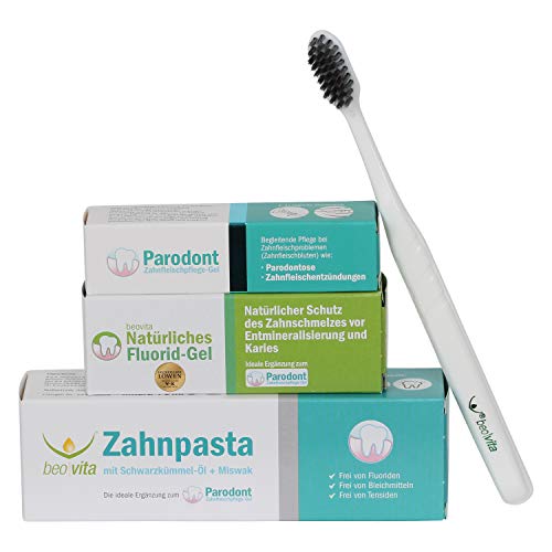 Beovita - Zahnpflegeset - Parodont-Gel (10 ml), Fluorid-Gel (25 ml), Zahnpasta mit...