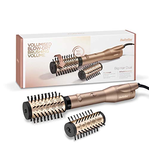 Babyliss Big Hair Dual Rotierende Warmluftbürste, mit Ionen-Technologie, 2 Aufsätze, Champagner,...
