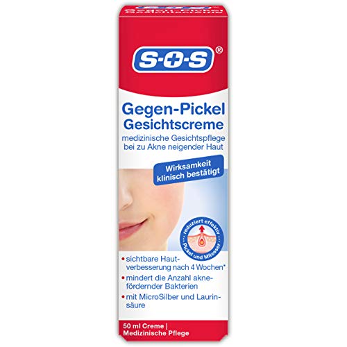 SOS Gegen-Pickel Gesichtscreme, medizinische Gesichtspflege bei zu Akne neigender Haut, reduziert...