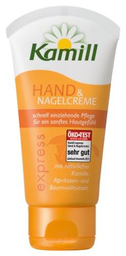 Kamill Hand & Nagelcreme express mit Kamille, Aprikosen- und Baumwollextrakt, 75 ml