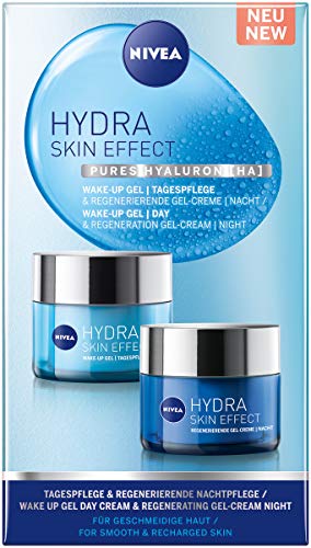 NIVEA Hydra Skin Effect Tages- + Nachtpflege Set, mit Wake-up Gel und Regenerierender Gel-Creme,...