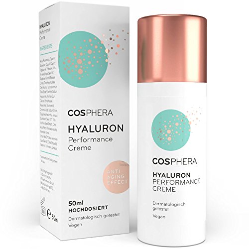 Cosphera - Hyaluron Performance Creme 50 ml - vegane Tages- und Nachtcreme hochdosiert für Gesicht,...