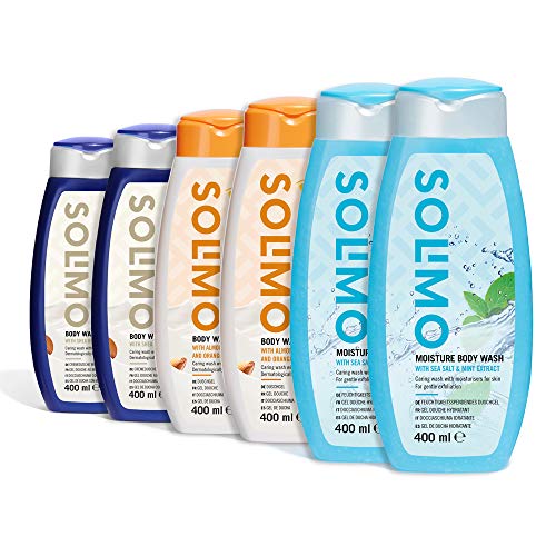 Amazon-Marke: Solimo Cremedusche - 6er-Pack (2 x Sheabutter 400ml, 2 x Mandelmilch and...