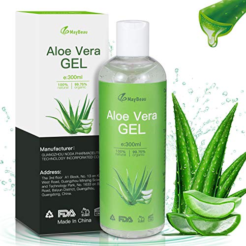 Aloe Vera Gel 300ml MayBeau Bio Aloe Vera Creme für Trockene Strapazierte Haut & Sonnenbrand...