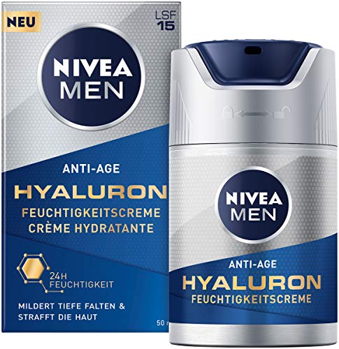 Nivea Men Anti-Age Hyaluron Feuchtigkeitscreme (50 ml), Gesichtscreme mit LSF 15 mildert selbst...