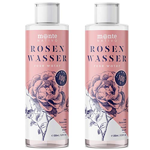 Reines Rosenwasser MonteNativo 2x200ml (400ml) - 100% natürlich, echtes Gesichtswasser, Rein und...