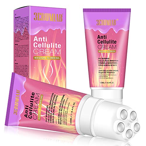3ERUMIAB Anti Cellulite Creme, Hot Cream Massage Gel mit Massagerolle, Körperfettverbrennung Bester...