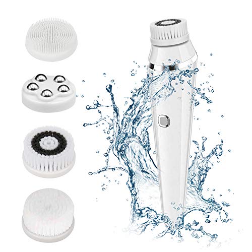 Gesichtsreinigungsbürste, 4 in 1 wasserdichte elektrische Gesichtsbürste für jeden Hauttyp, mit 3...