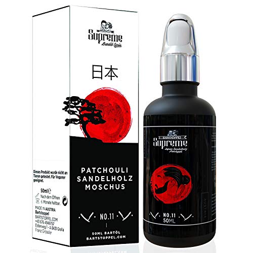 Bartöl Pachouli Japan Sandelholz Vanille Frisch Sportlich - 50ml Männer Duft mit Moschus Musk -...