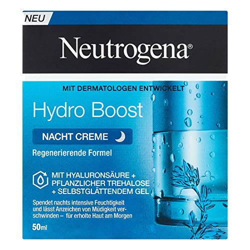 Neutrogena Hydro Boost Gesichtscreme, Nachtcreme mit Hyaluron, für jede Haut, 50ml