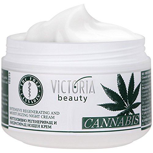 Victoria Beauty - Nachtcreme mit Hanföl, Hanfcreme, Anti Aging Augencreme gegen Falten und dunkle...