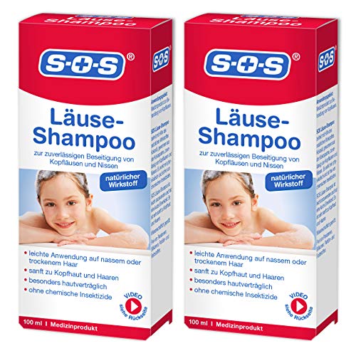 SOS Läuse-Shampoo, zuverlässige Befreiung von Kopfläusen und Nissen, besonders hautverträgliches...